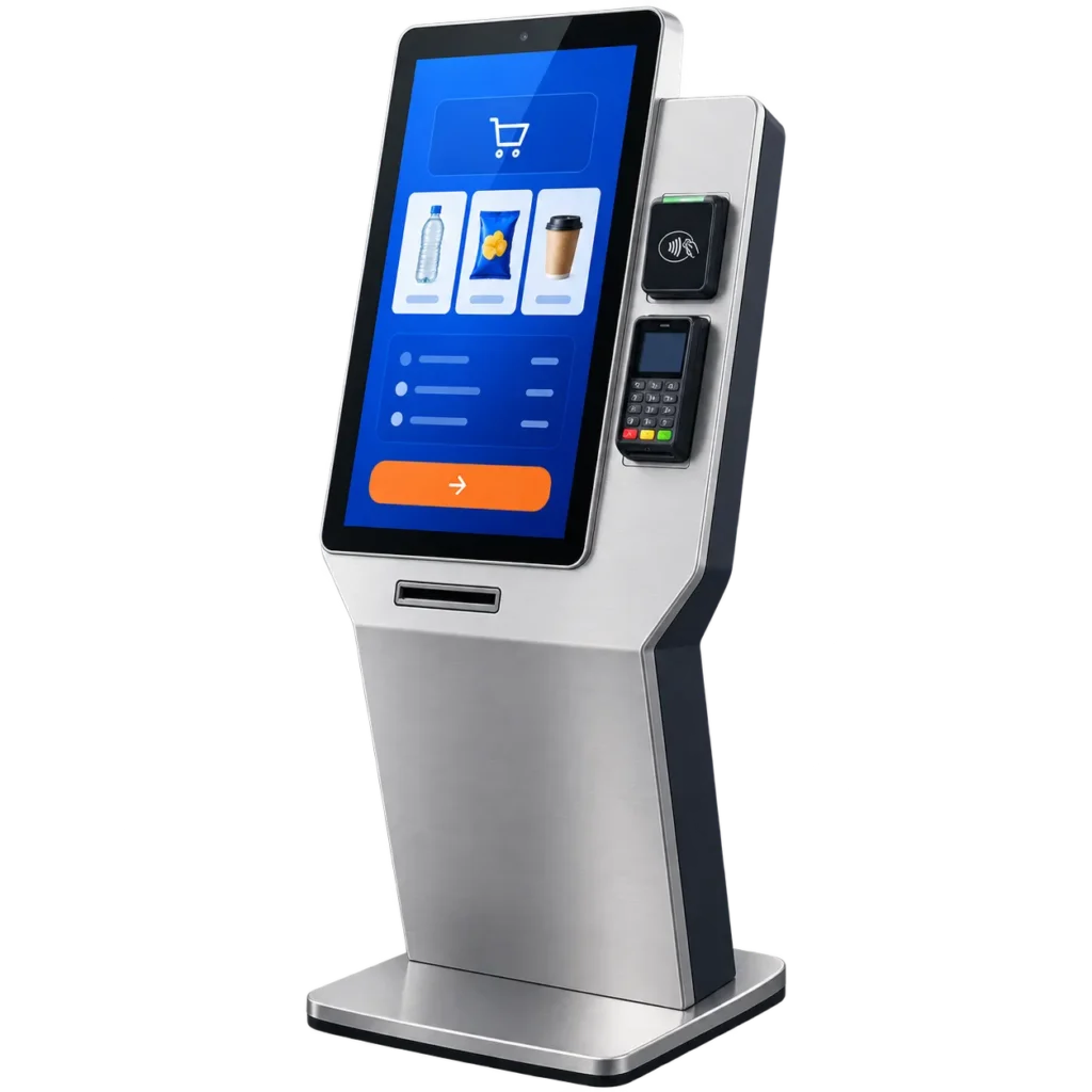 Self-service payment kiosk with EMV payment integration