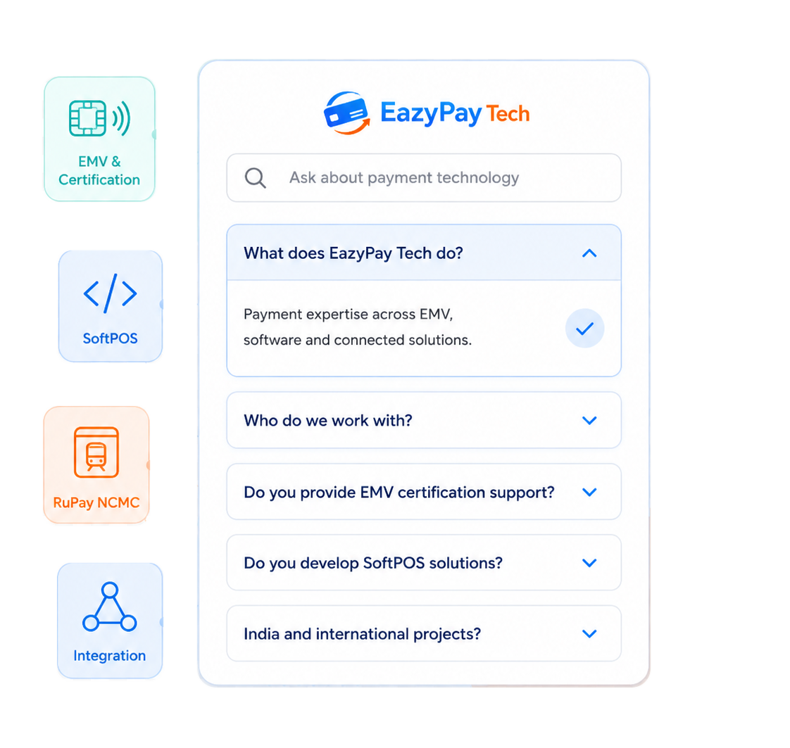 EazyPay Tech payment technology FAQs on EMV, SoftPOS and NCMC