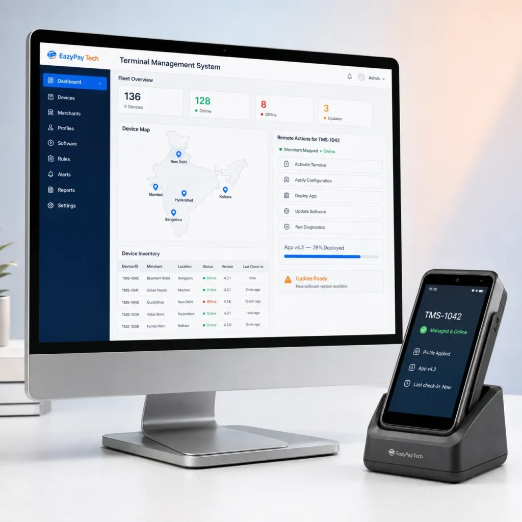 Terminal Management System dashboard for remote payment terminal monitoring