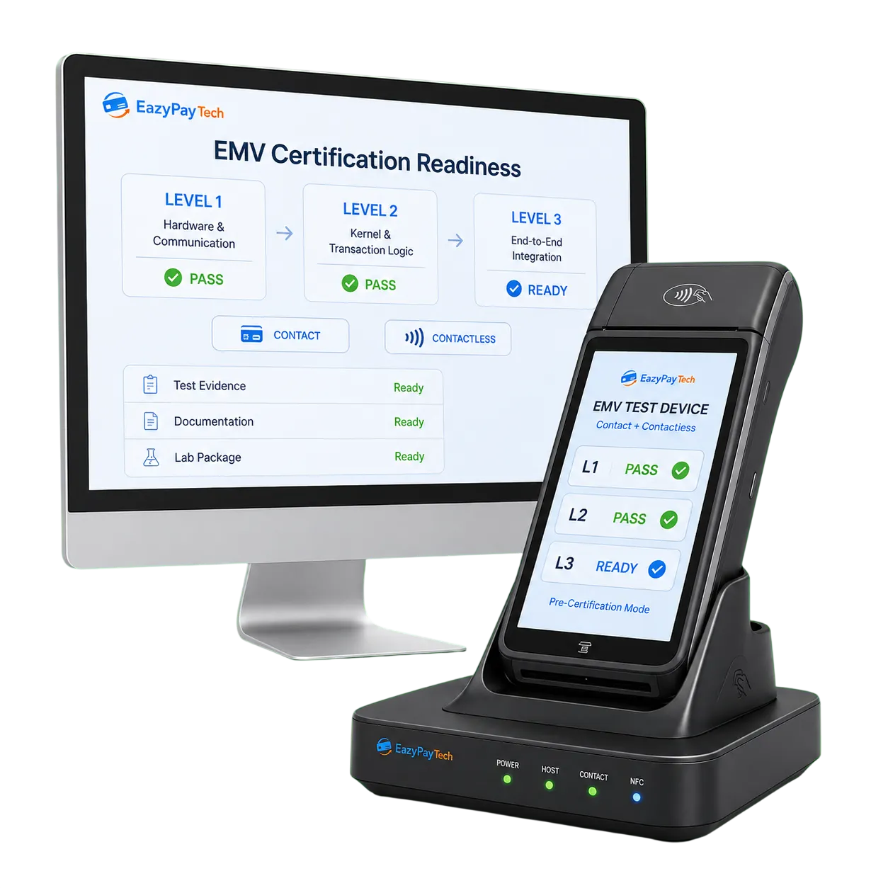 EMV L1, L2 and L3 Certification Support for payment terminals
